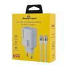 Φορτιστής τοίχου POWERTECH PT-1415 με καλώδιο USB με 2xUSB-C 65W λευκός