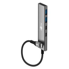 USB hub GOOBAY 76563 4x θυρών USB 3.2 5GBPS με  USB-C σύνδεση γκρι