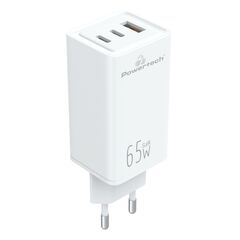 Φορτιστής τοίχου POWERTECH PT-1094 USB & 2xUSB-C 65W GAN λευκός