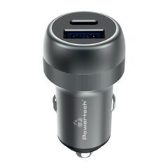 Φορτιστής αυτοκίνητου POWERTECH PT-1148 USB και USB-C γκρι