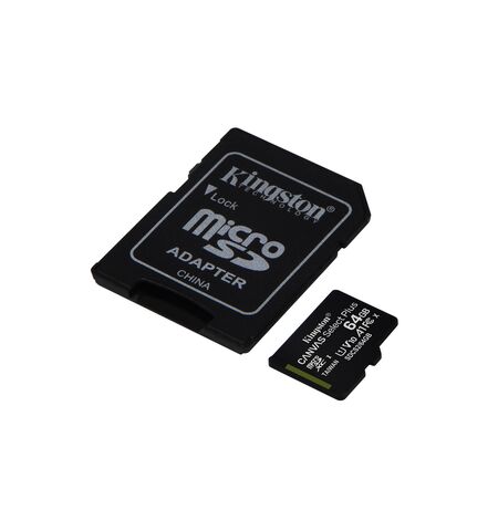 Κάρτα μνήμης KINGSTON MICROSDXC canvas select plus 64GB A1 C10 + adapter