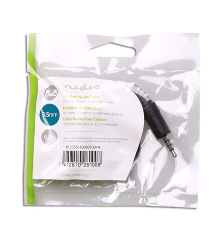Καλώδιο ήχου NEDIS STEREO από 3,5MM αρσενικό σε 2x 3,5MM θηλυκό 0.20M