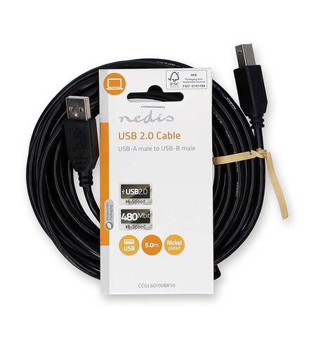 Καλώδιο NEDIS USB 2.0 A αρσενικό σε USB B αρσενικό 10W 480 MBPS 5M