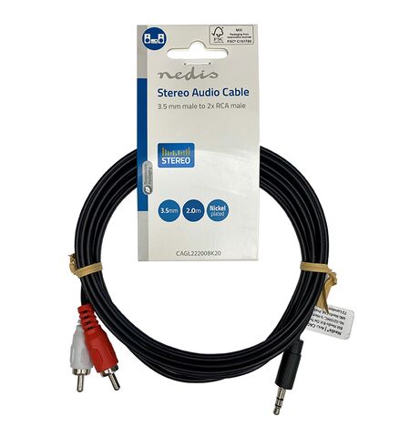 Καλώδιο ήχου NEDIS 3,5mm αρσενικό STEREO σε  2x RCA αρσενικό 2M