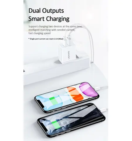Φορτιστής τοίχου USAMS T24 US-CC090 2xUSB 2.1A