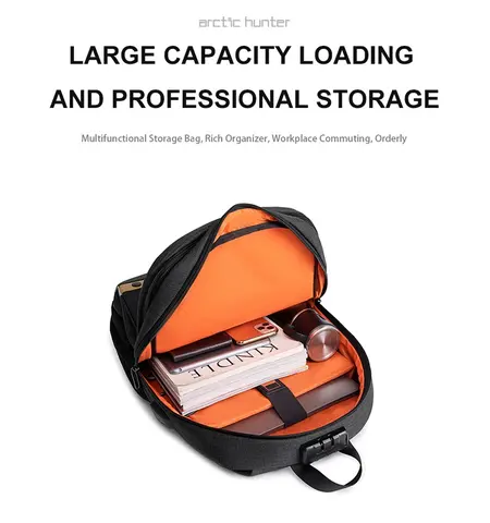 Τσάντα πλάτης GOLDEN WOLF GB00375 με θήκη για  laptop 15.6" 19L USB μαύρη