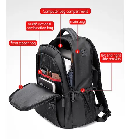 Τσάντα πλάτης GB00433 με θήκη για laptop 15.6" 23L μαύρη