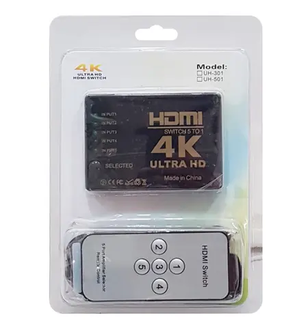 Switch POWERTECH HDMI amplifier 5 in 1 PTH-052 4K 3D with remote control