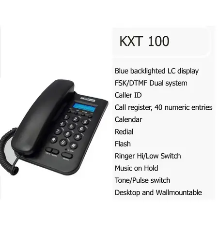 Σταθερό τηλέφωνο MAXCOM KXT100 με οθόνη και ασφάλεια κλειδώματος πληκτρολογίου μαύρο
