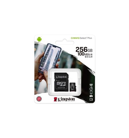 Κάρτα μνήμης KINGSTON Microsd Canvas Select Plus SDCS2/256GB CLASS 10+ SD ADAPTER