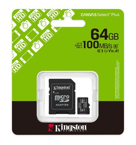 Κάρτα μνήμης KINGSTON Canvas Select Plus SDCS3/64GB CLASS 10 SD adapter
