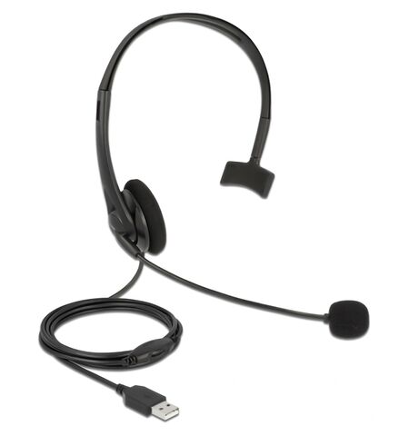 Ακουστικά DELOCK 27177 MONO με μικρόφωνό USB και volume control μαύρα