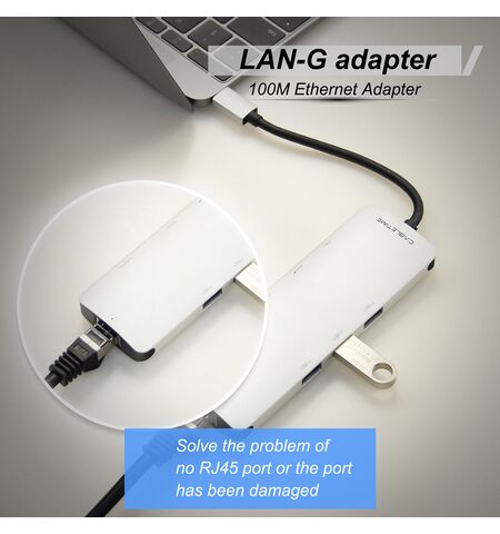 Docking station CABLETIME CT-CMHD91  9 θυρών με σύνδεση USB-C 4K 100W Γκρι