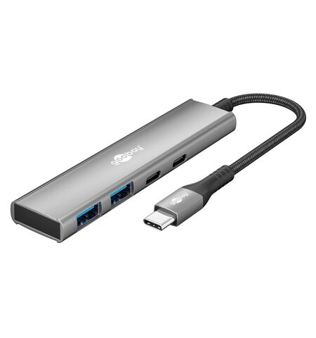 USB hub GOOBAY 76563 4x θυρών USB 3.2 5GBPS με  USB-C σύνδεση γκρι