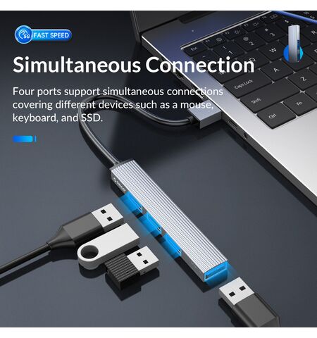 USB hub ORICO AH-A13 4x θυρών USB 3.0  5GBPS με USB σύνδεση γκρι