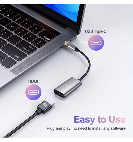 Αντάπτορας POWERTECH USB-C σε HDMI CAB-UC086 4K 60HZ γκρι