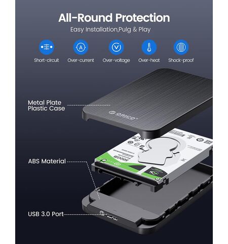 Εξωτερική θήκη ORICO 2.5" SATA HDD/SSD HM25U3 5Gbps μαύρη