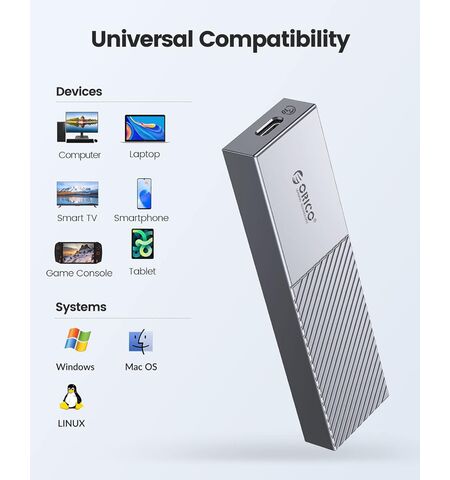 Εξωτερική θήκη ORICO M206C3-G2 για M.2 NVME SSD 10Gbps γκρι