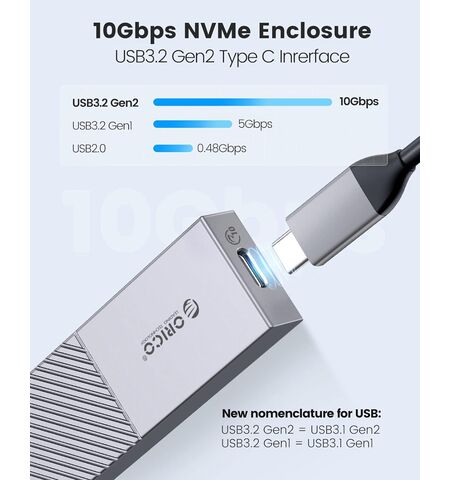 Εξωτερική θήκη ORICO M206C3-G2 για M.2 NVME SSD 10Gbps γκρι