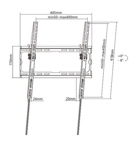 Επιτοίχια βάση POWERTECH PT-1127 curved για τηλεόραση 32''-70''  έως 45KG