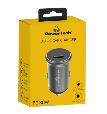 Φορτιστής αυτοκίνητου POWERTECH PT-1147  USB-C 30W PD  γκρι