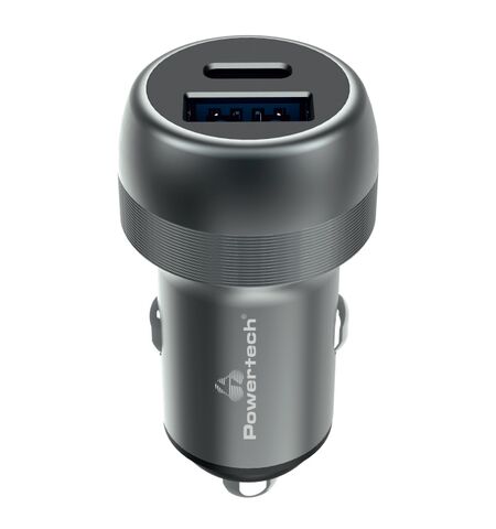 Φορτιστής αυτοκίνητου POWERTECH PT-1148 USB και USB-C γκρι