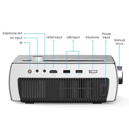 Βιντεοπροβολεας POWERTECH PT-1158 LED ηχείο 1080P 210 ANSI LM λευκός