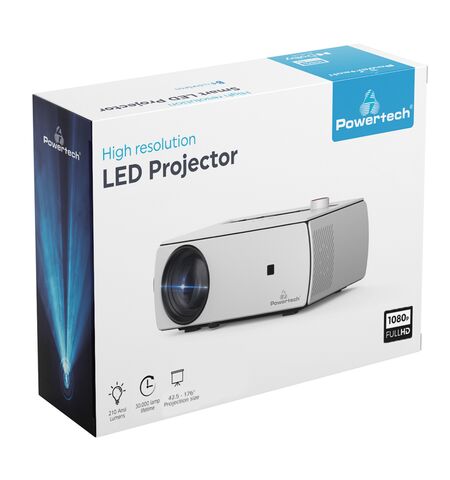 Βιντεοπροβολεας POWERTECH PT-1158 LED ηχείο 1080P 210 ANSI LM λευκός