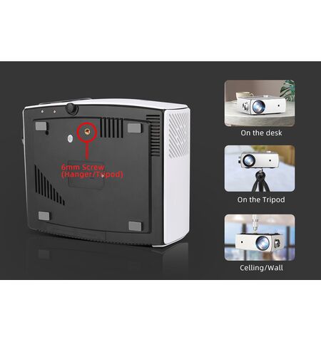 Βιντεοπροβολεας POWERTECH PT-1158 LED ηχείο 1080P 210 ANSI LM λευκός