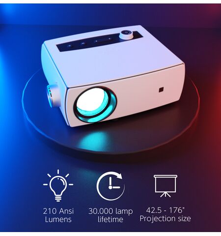 Βιντεοπροβολεας POWERTECH PT-1158 LED ηχείο 1080P 210 ANSI LM λευκός
