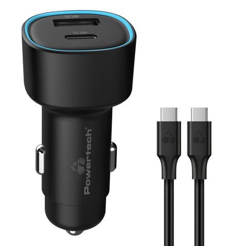 Φορτιστής αυτοκίνητου POWERTECH PT-1230 με καλώδιο  USB/USB-C 48W  μαύρος