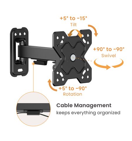 Επιτοίχια βάση τηλεόρασης POWERTECH PT-1277 13-32''  έως 20K  full motion