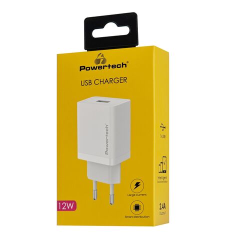Φορτιστής τοίχου USB POWERTECH PT-1320 12W λευκός