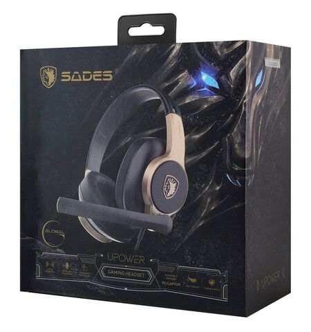 Gaming ακουστικά SADES Upower SA-703-BK 40MM  μαύρο- χρυσό