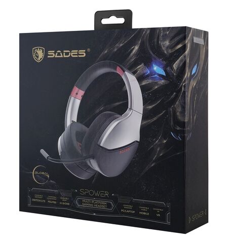 Gaming ακουστικά SADES Spower SA-725-SL 40MM multi-platform ασημί