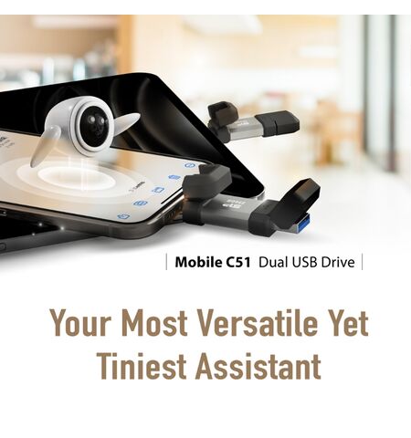 USB stick flash  SILICON POWER C51 USB και USB-C 64GB ασημί