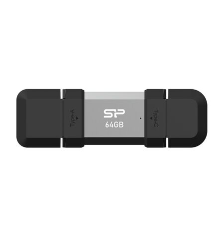 USB stick flash  SILICON POWER C51 USB και USB-C 64GB ασημί
