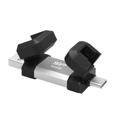 USB stick flash  SILICON POWER C51 USB και USB-C 64GB ασημί