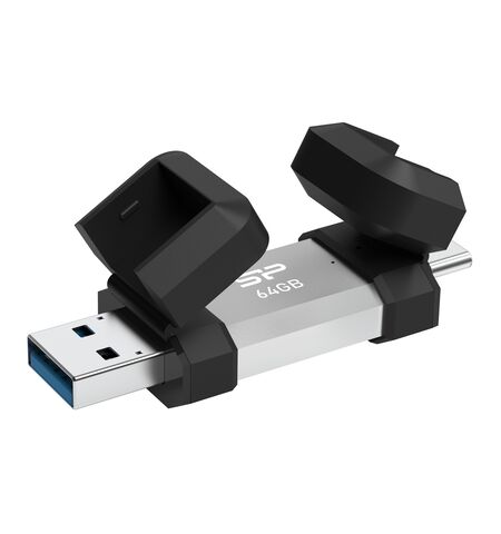 USB stick flash  SILICON POWER C51 USB και USB-C 64GB ασημί