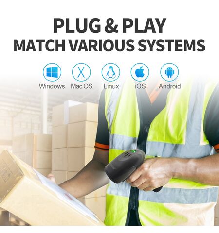 Ενσύρματο και ασύρματο barcode scanner GTCODESTAR X-9701B 1D, 2D με bluetooth 2000MAH μαύρο