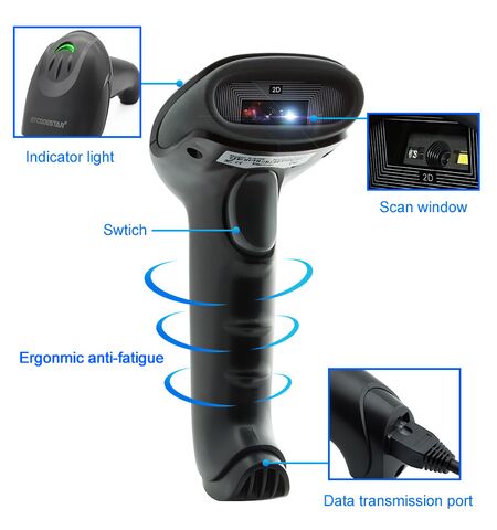 Ενσύρματο και ασύρματο barcode scanner GTCODESTAR X-9701B 1D, 2D με bluetooth 2000MAH μαύρο