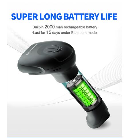 Ενσύρματο και ασύρματο barcode scanner GTCODESTAR X-9701B 1D, 2D με bluetooth 2000MAH μαύρο