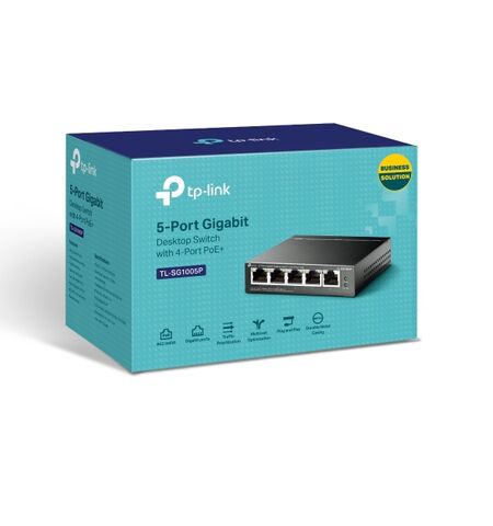 Switch TP-LINK TL-SG1005P V5 5-Port Gigabit with 4-Port POE+