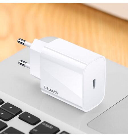 Φορτιστής  τοίχου USAMS US-CC118 USB TYPE C 20W 3A λευκός